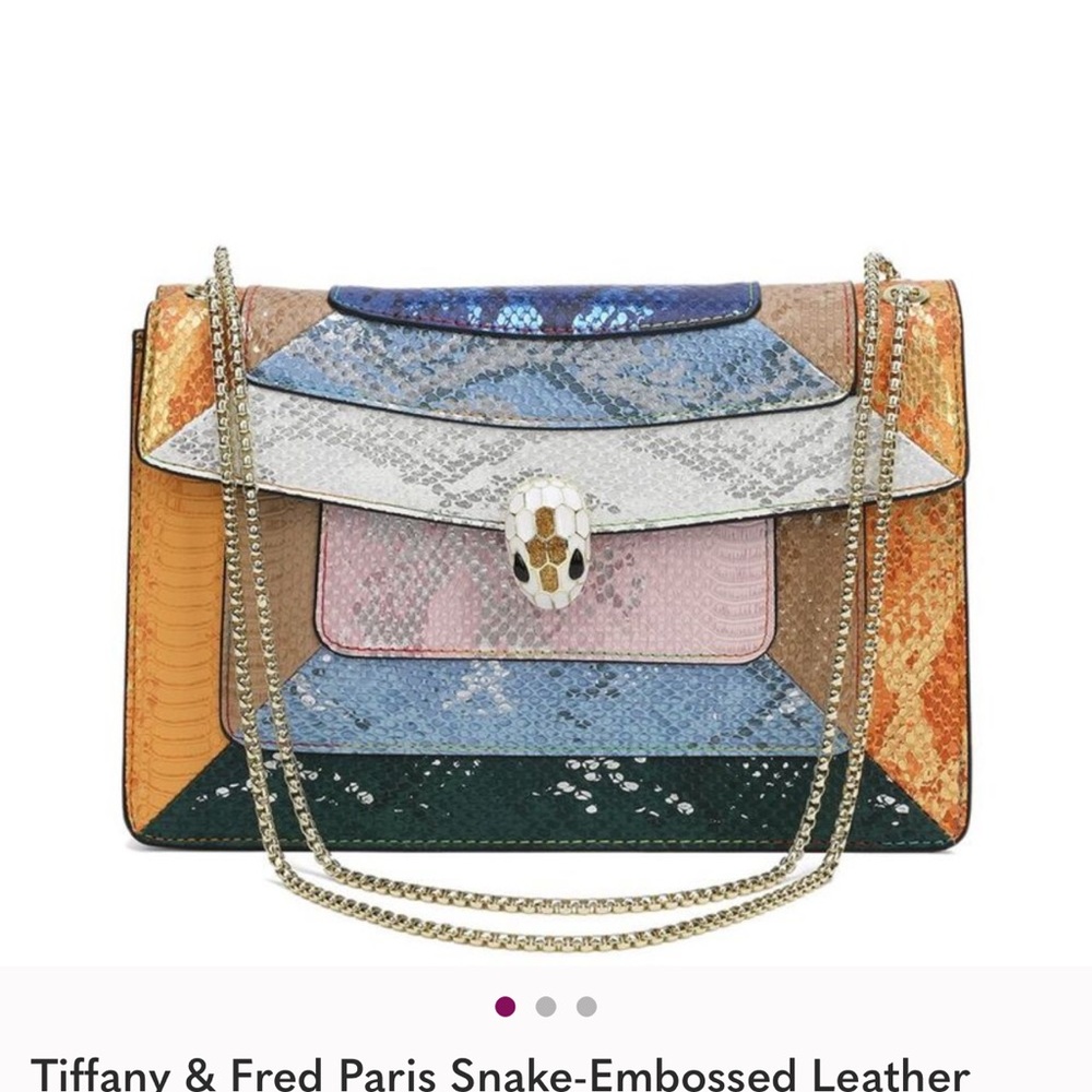 Tiffany & Fred Colorful Snake-Embossed Shoulder Bag